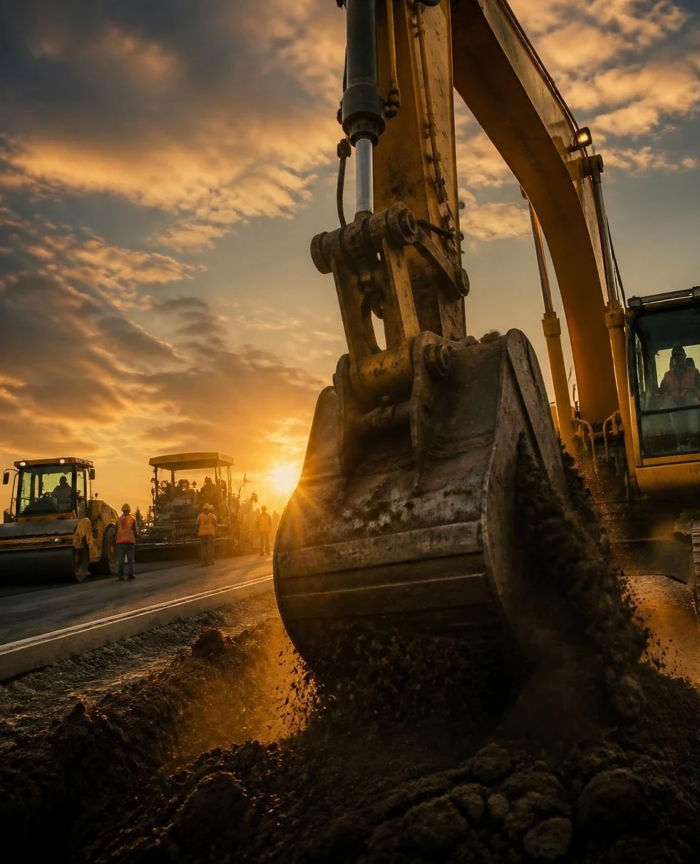 Excavator at a construction site, from the corporate profile